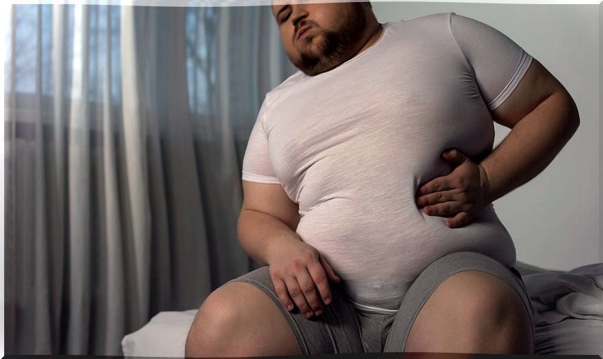 Obese man with reflux.