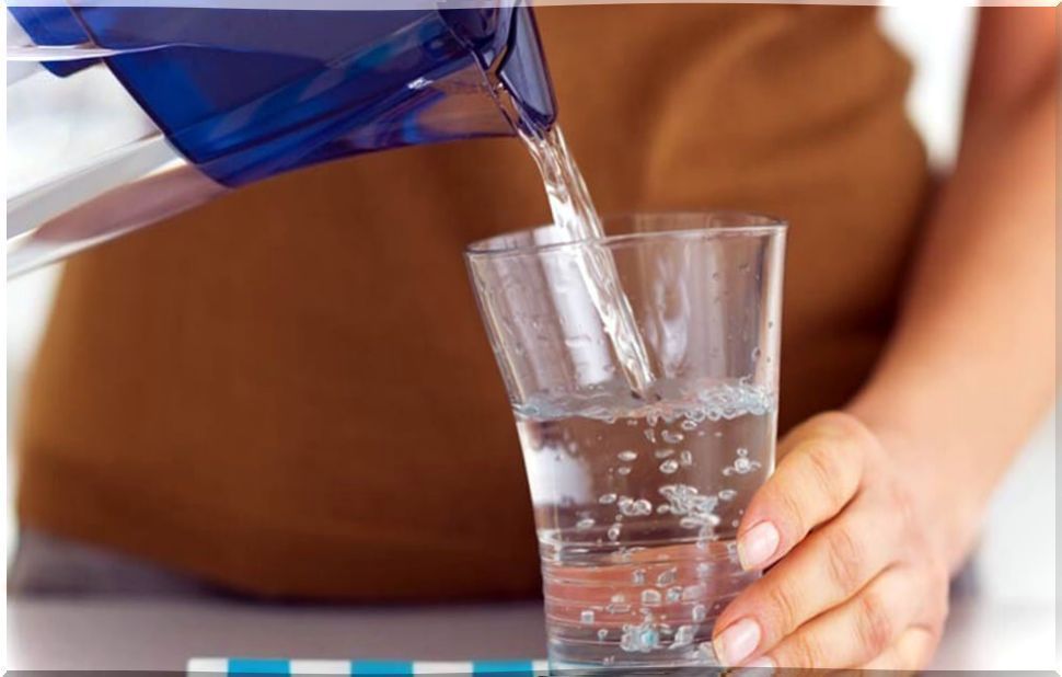 Filling a glass of water.