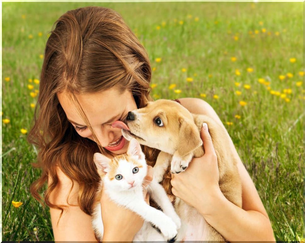 Happy woman with her pets