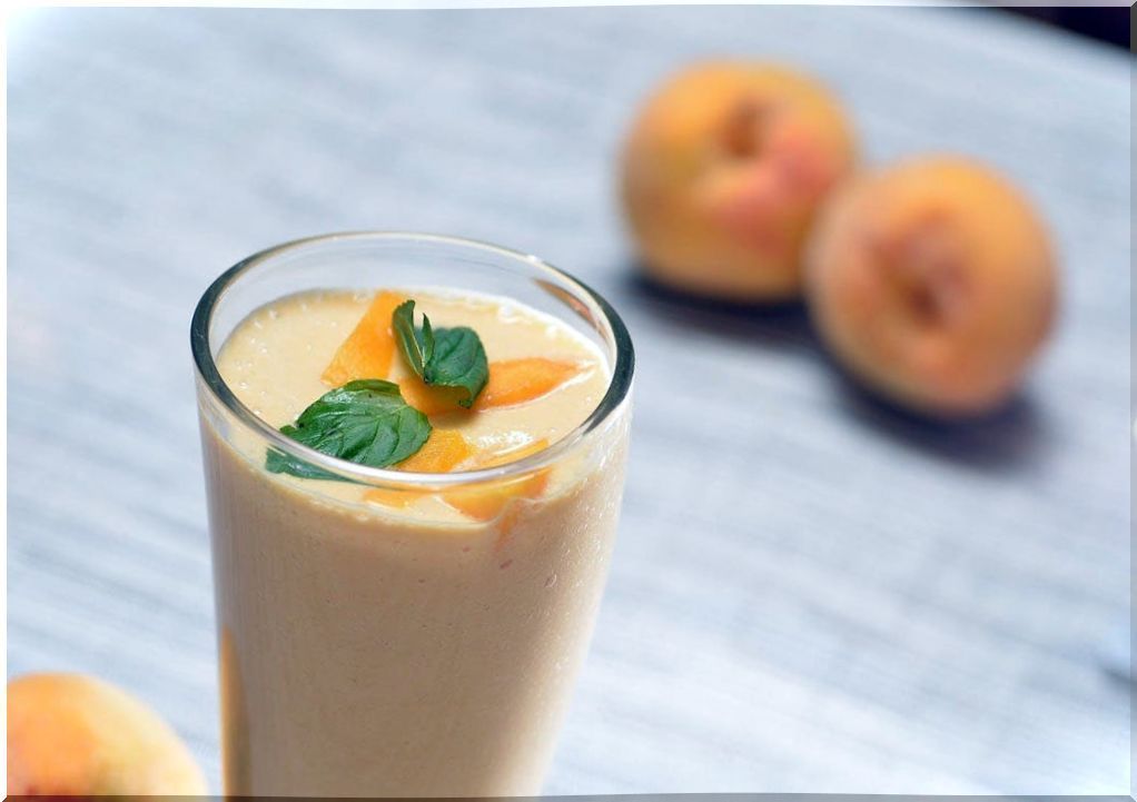 Peach with soy milk and wheat germ for fatigue