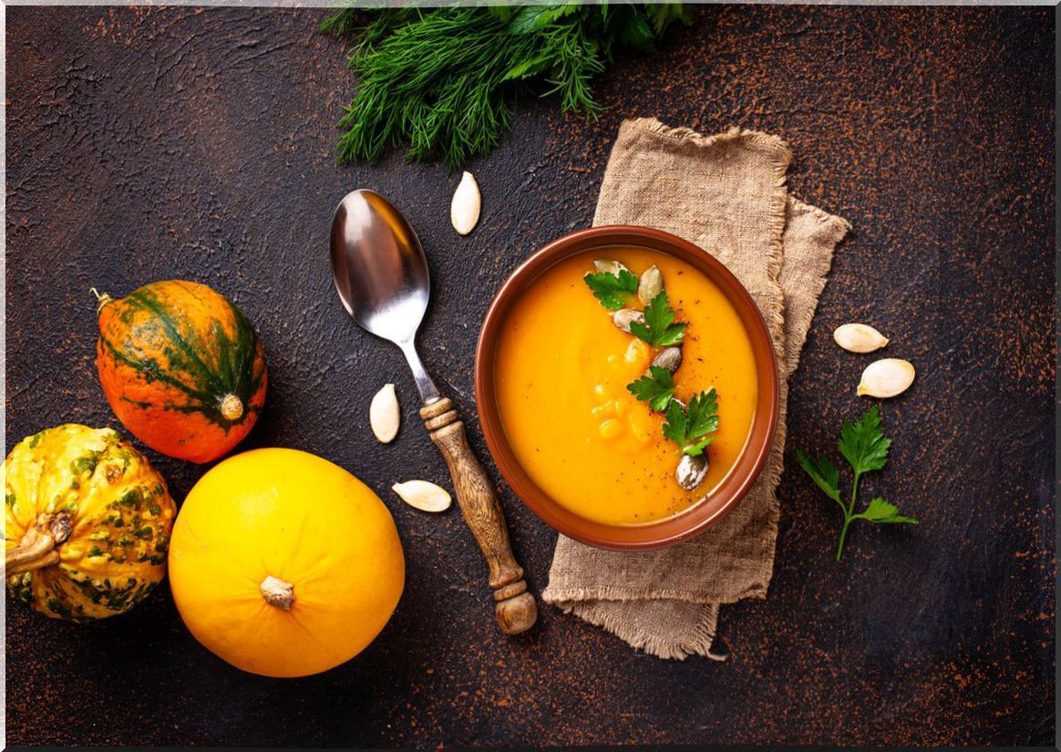 Creamy pumpkin soup.