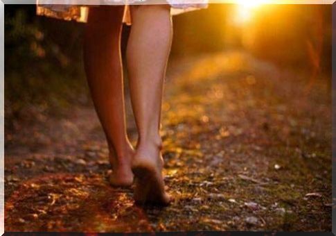 woman walking barefoot